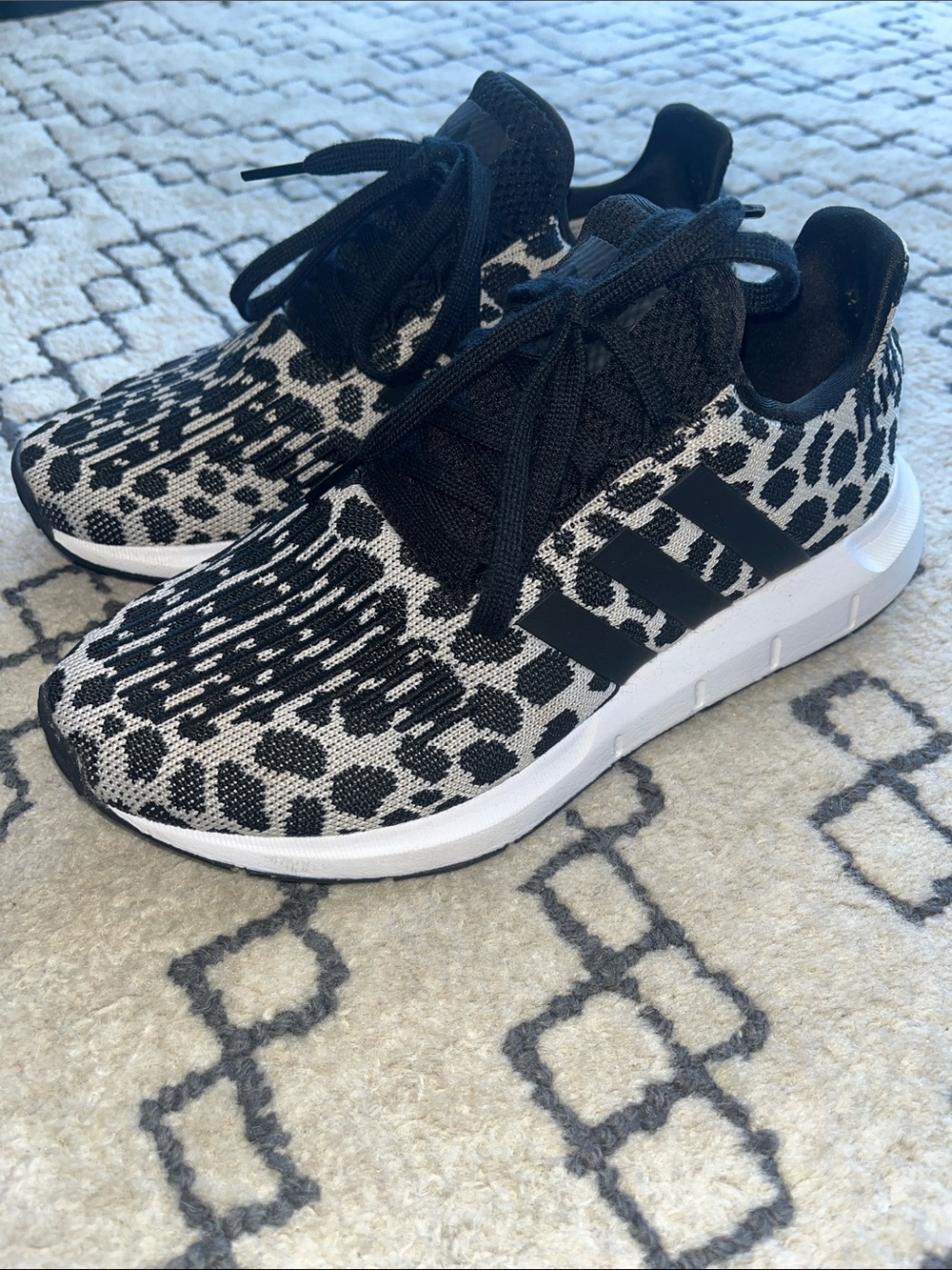 adidas Black & White Leopard Knit Sneakers